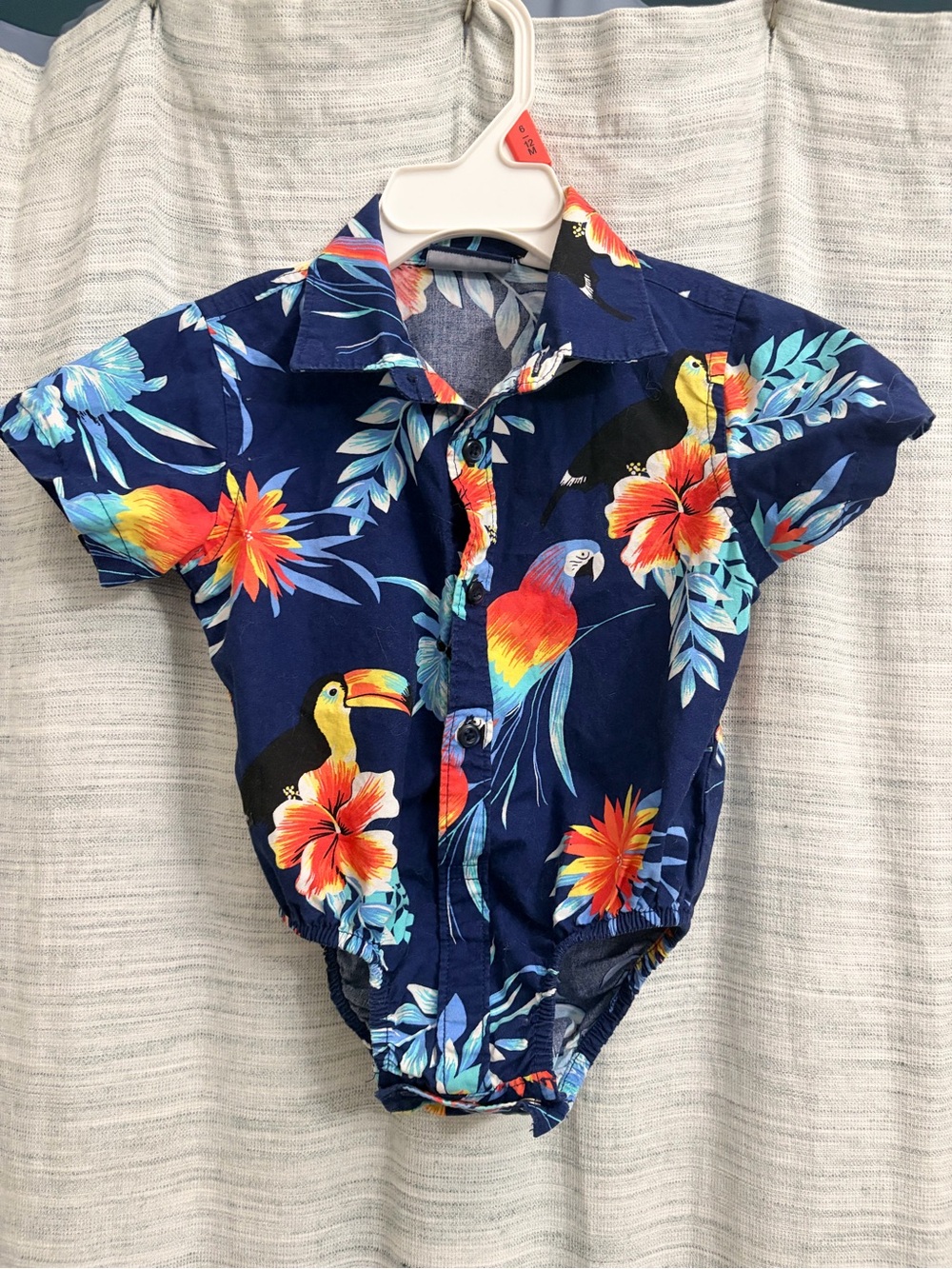 The Children's Place Navy Tropical-Print Baby Romper